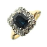Sapphire and diamond cluster ring - TBA