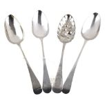 Four silver Georgian tablespoons