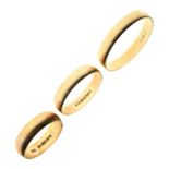 Three 9ct gold wedding bands