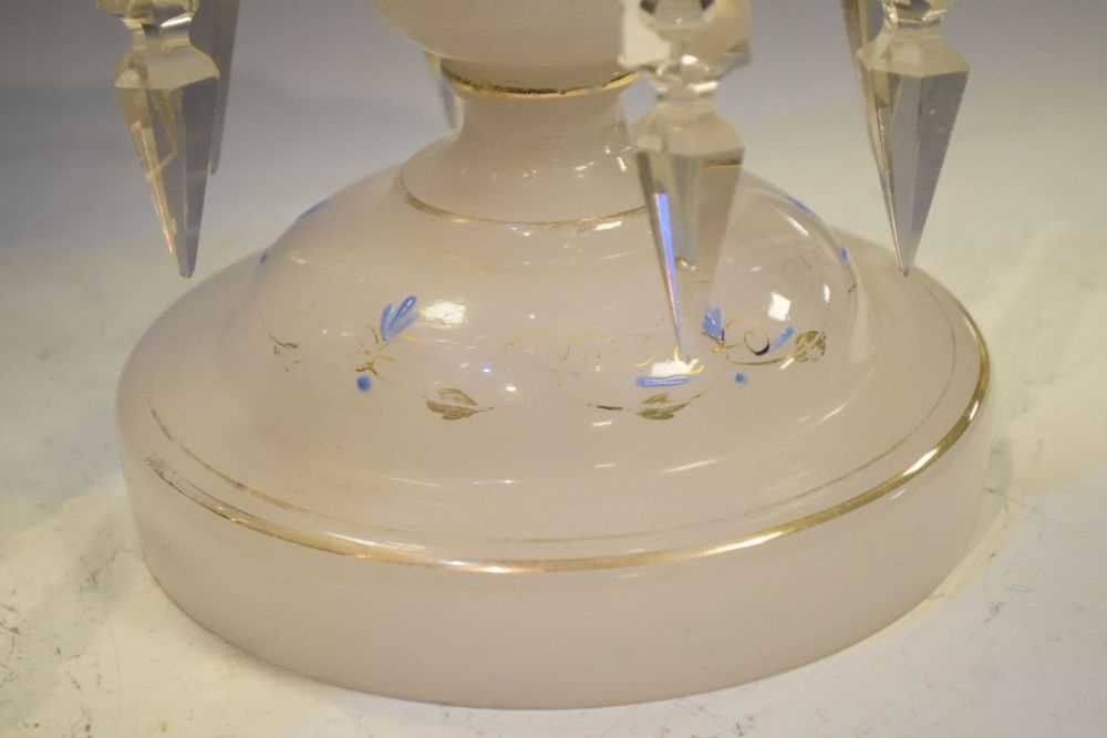 Pair of opaque glass table lustres with clear drops - Image 7 of 7