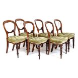 Set of six Victorian balloon-backed chairs