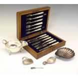 Quantity of small silver to include Edward VII silver scallop shell dish