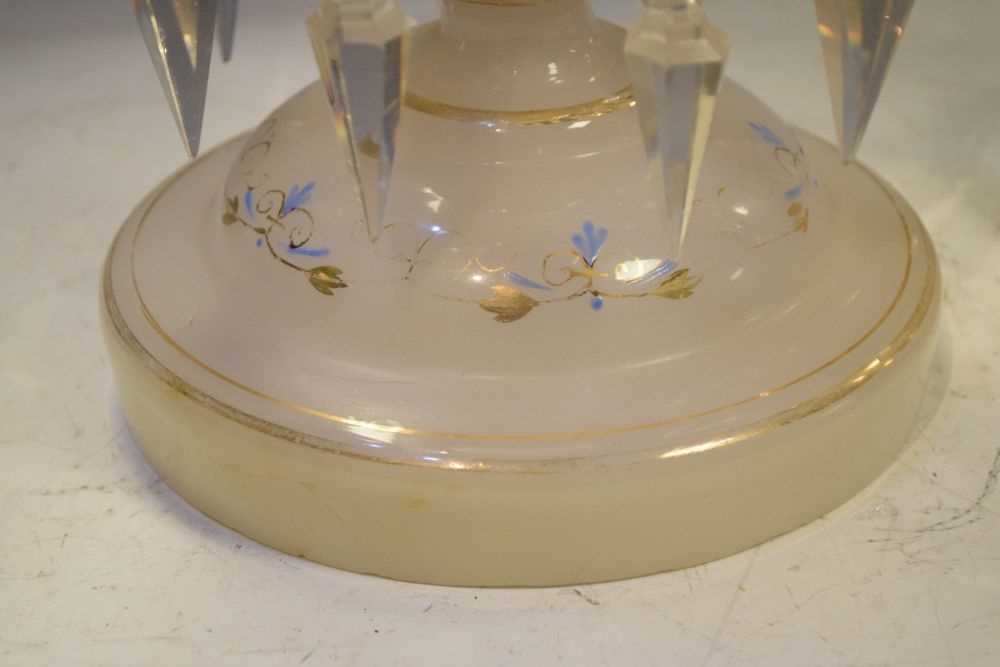 Pair of opaque glass table lustres with clear drops - Image 6 of 7