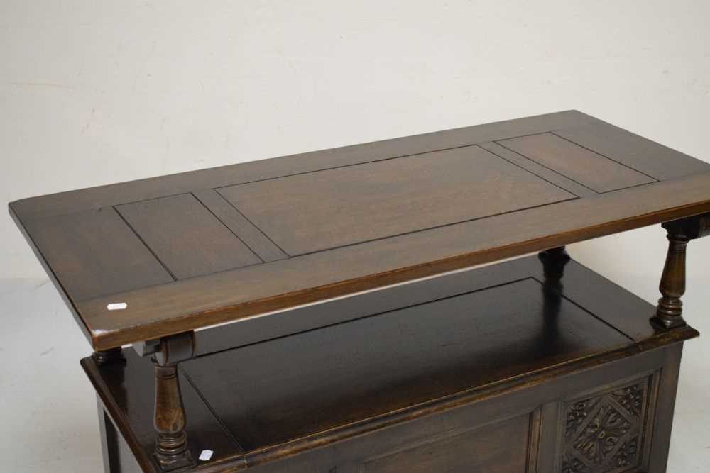 Early 20th Century oak monks bench - Image 5 of 6