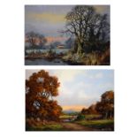 Vincent Selby - Oil on panel, Autumn landscape and Winter landscape