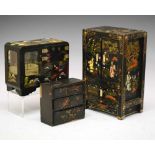 Three Chinese black lacquered boxes