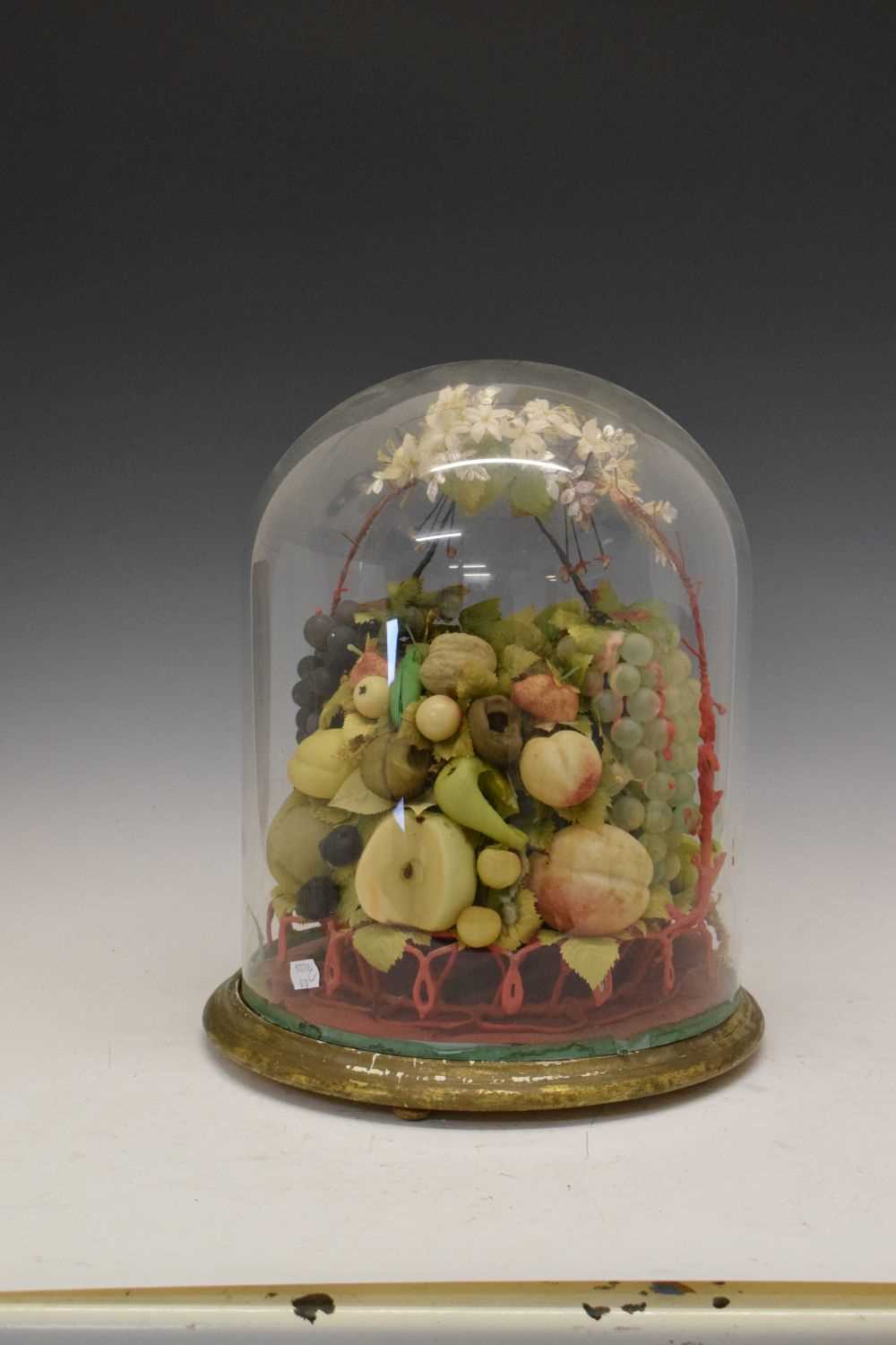 Victorian wax fruit display beneath glass dome - Image 2 of 6