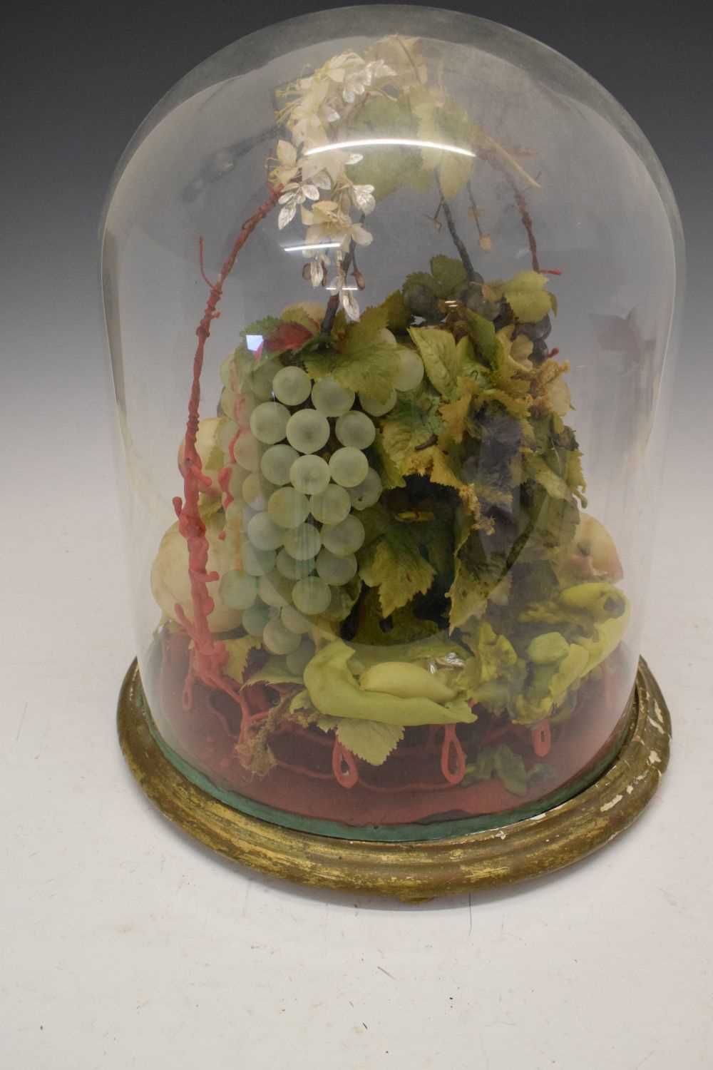 Victorian wax fruit display beneath glass dome - Image 5 of 6
