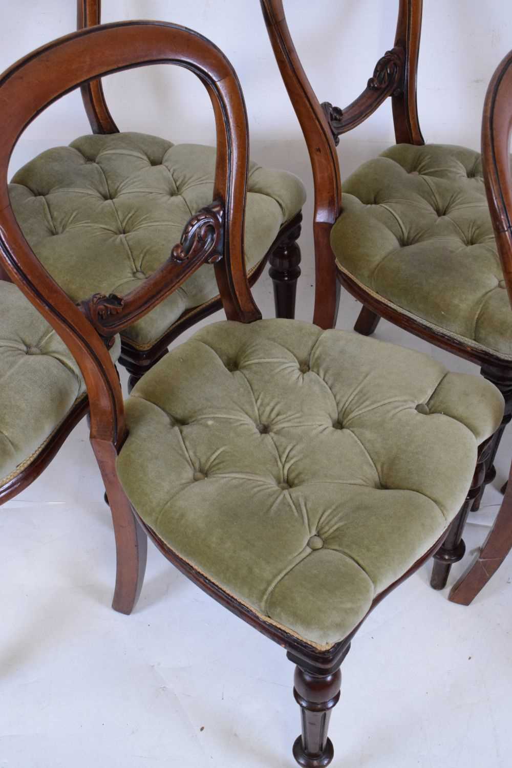 Set of six Victorian balloon-backed chairs - Image 3 of 7