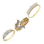 Two 18ct gold rings, together with a 14ct gold ring (3), 11.6g gross approx