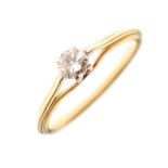 '18ct' yellow metal diamond single stone ring, 0.2ct approx