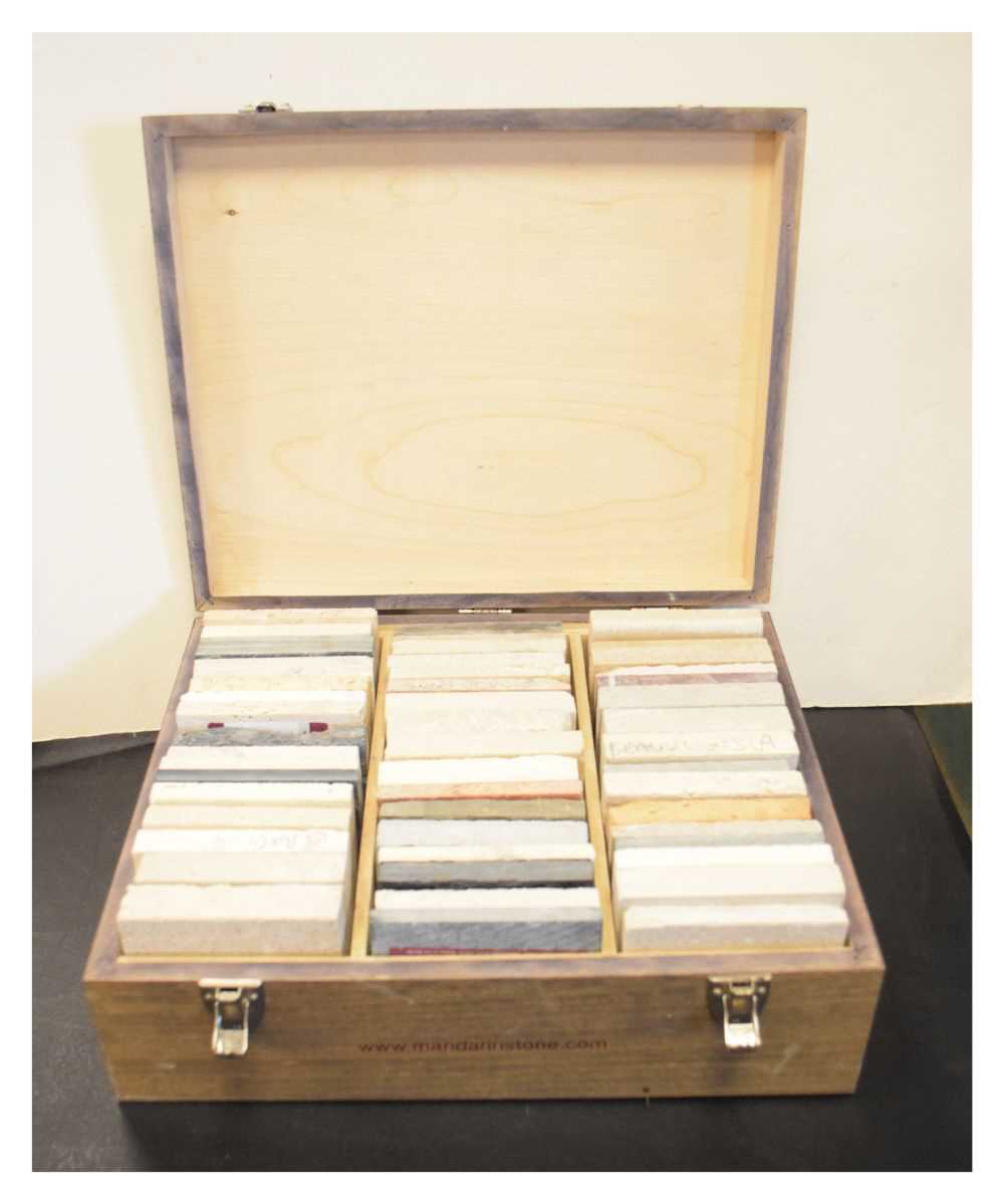 Box of 'Mandarin Stone' samples