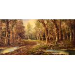 Aldo Mantovani - Oil on canvas, Woodland landscape