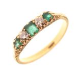 Diamond and emerald five stone ring