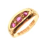 Antique 18ct gold ruby and diamond ring