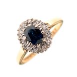 18ct gold, sapphire and diamond cluster ring