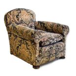 Velvet covered Edwardian easy chair