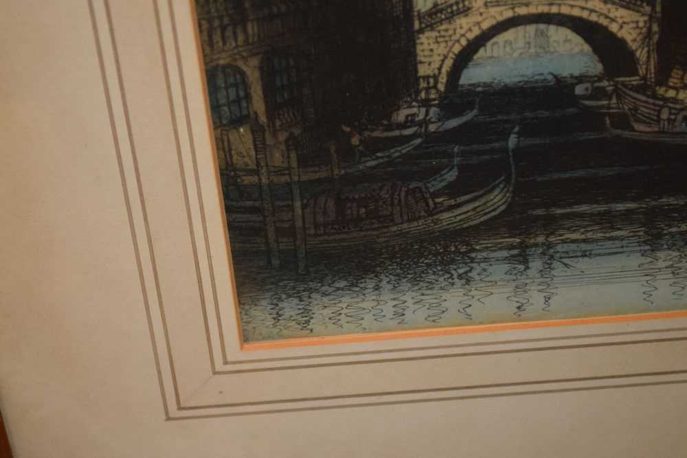 Early 20th Century coloured etching, Bridge of Sighs, Venice - Image 4 of 6