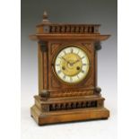 German fruitwood-cased mantel or bracket clock