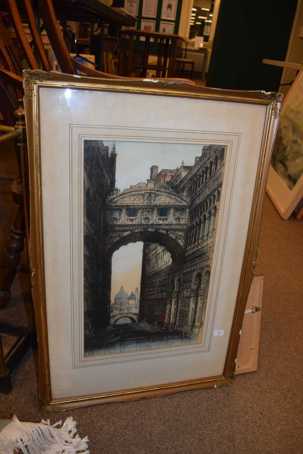 Early 20th Century coloured etching, Bridge of Sighs, Venice - Image 2 of 6