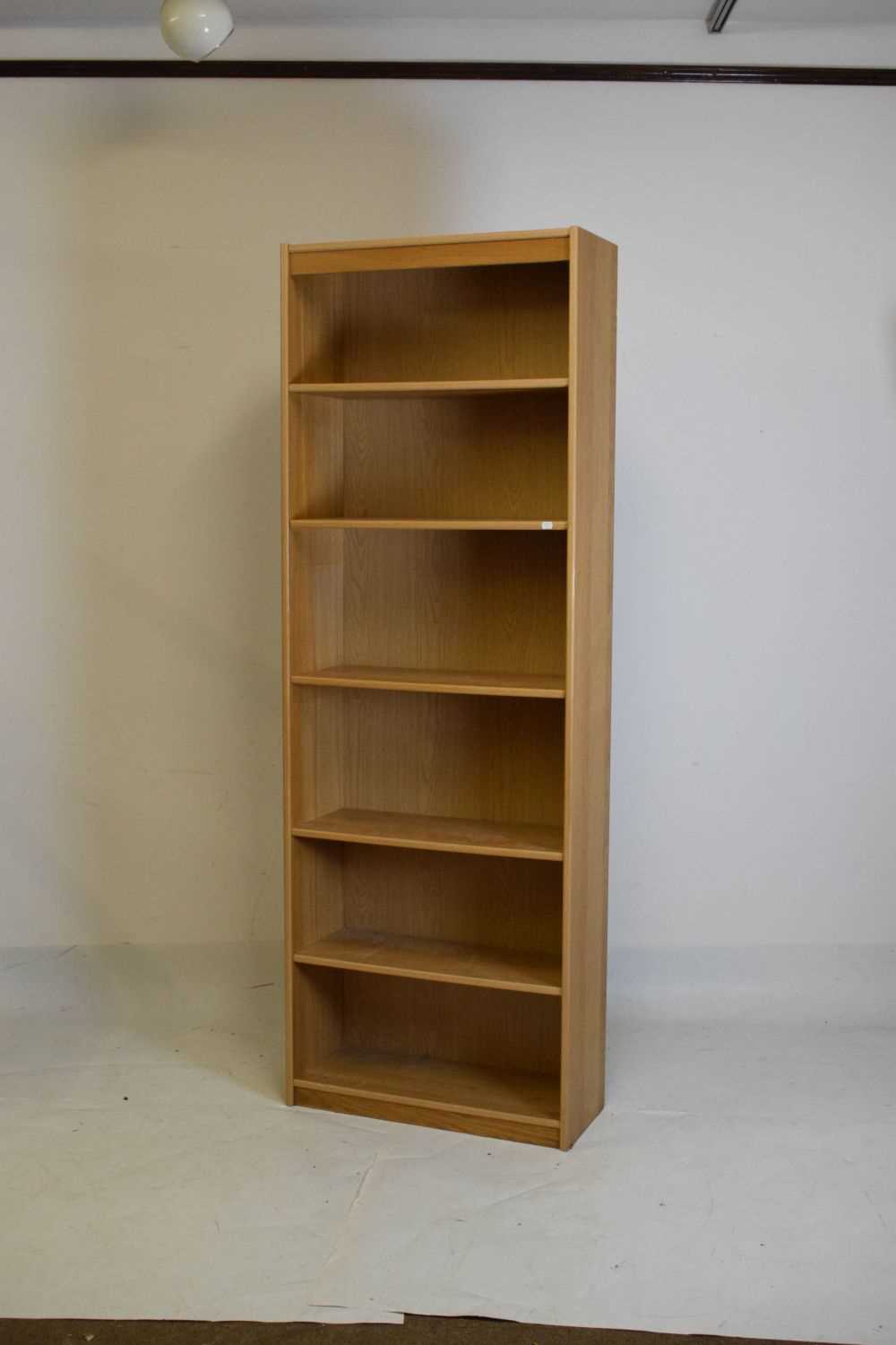Modern oak open front bookcase - Image 2 of 7