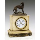 Mid 19th Century French white marble mantel clock