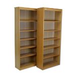 Pair of modern oak open front bookcases