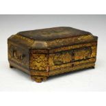 19th Century Chinese black lacquered work box