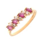 9ct gold, ruby and diamond ring