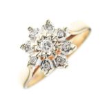 9ct gold diamond cluster ring