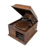 His Master's Voice - early 20th Century HMV oak-cased gramophone