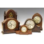 Five assorted early to mid 20th Century mantel clocks