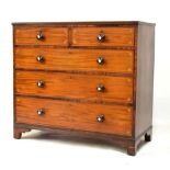 Mahogany inlaid chest of two short and three long drawers