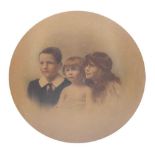 Circular photo of three children