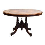 Victorian oval top walnut loo table
