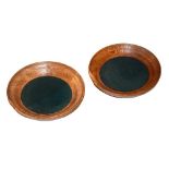 Pair of oak church collection bowls