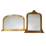 Two gilt framed overmantel mirrors