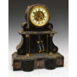 Large late 19th Century French black slate mantel clock