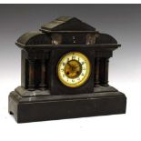 Late 19th Century French black slate and marble mantel clock