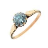9ct gold ring set blue topaz-coloured stone