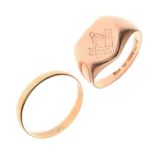 9ct rose gold signet ring