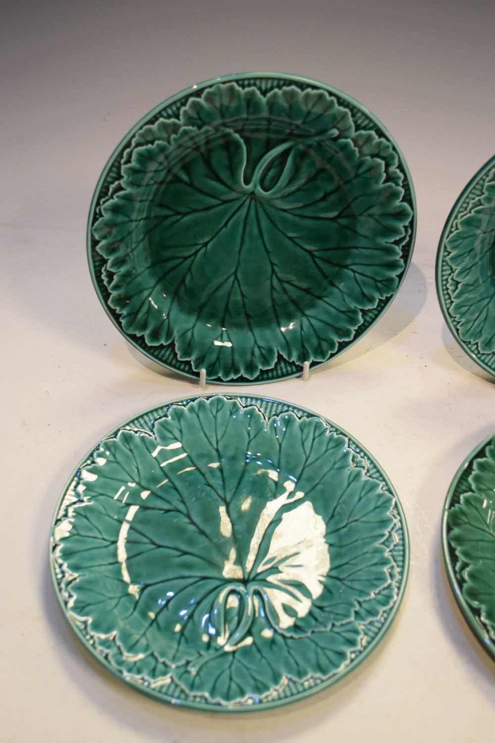 Six Wedgwood majolica leaf plates - Image 2 of 8