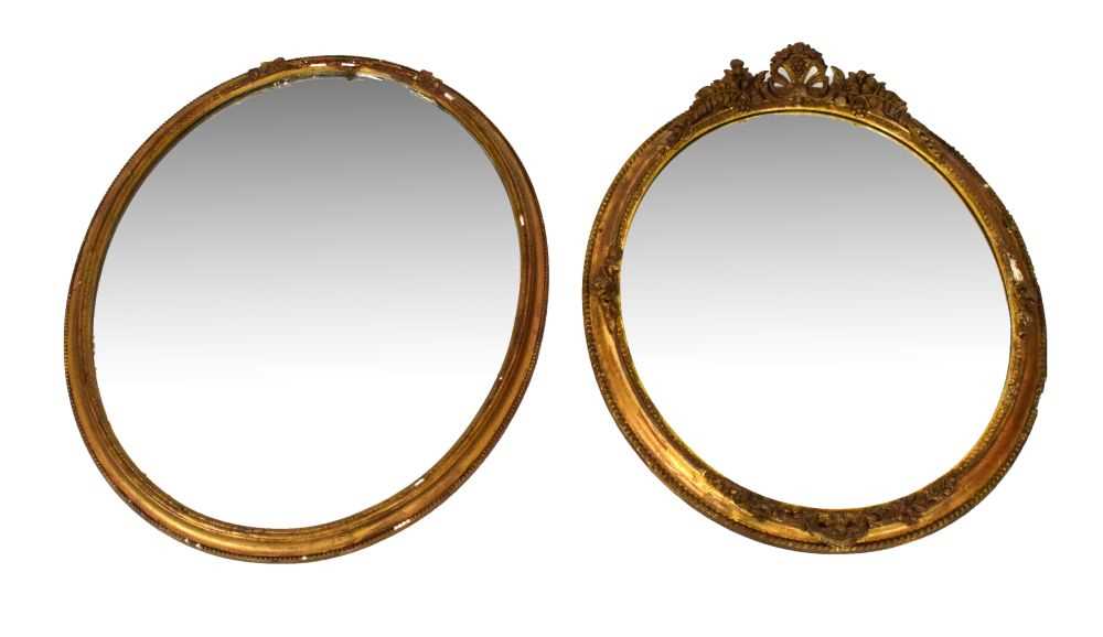 19th Century gilt framed oval wall mirror