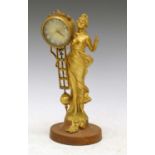 Early 20th Century gilt metal figural novelty clock