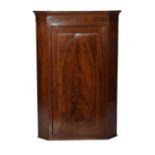 Large George III mahogany hanging corner cupboard