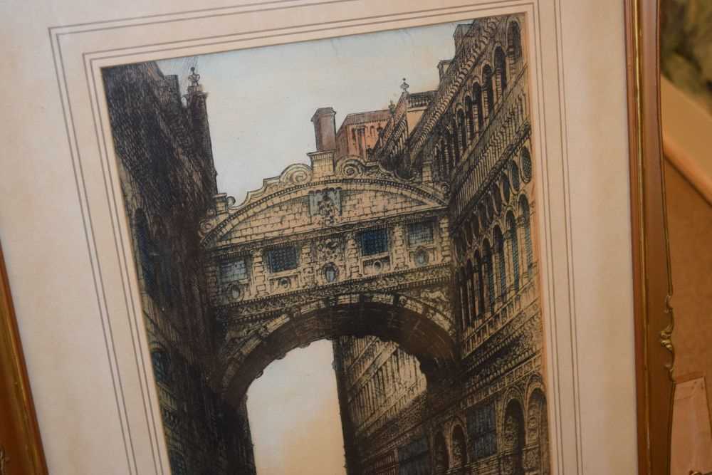 Early 20th Century coloured etching, Bridge of Sighs, Venice - Image 5 of 6