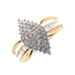 '14k' yellow metal diamond cluster ring