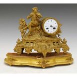 Late 19th Century French gilt metal mantel clock