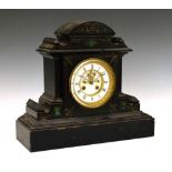Late 19th Century black slate and malachite mantel clock