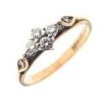 9ct gold cluster ring set four diamonds